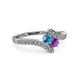 3 - Eleni London Blue Topaz and Amethyst with Side Diamonds Bypass Ring 