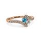 3 - Eleni London Blue Topaz and Diamond with Side Diamonds Bypass Ring 