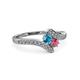 3 - Eleni London Blue Topaz and Rhodolite Garnet with Side Diamonds Bypass Ring 