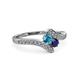 3 - Eleni London Blue Topaz and Blue Sapphire with Side Diamonds Bypass Ring 