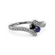 3 - Eleni Black Diamond and Blue Sapphire with Side Diamonds Bypass Ring 