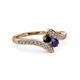 3 - Eleni Black Diamond and Blue Sapphire with Side Diamonds Bypass Ring 