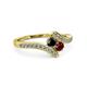 3 - Eleni Black Diamond and Ruby with Side Diamonds Bypass Ring 