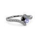 3 - Eleni Black Diamond and Tanzanite with Side Diamonds Bypass Ring 