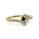3 - Eleni Black Diamond and Tanzanite with Side Diamonds Bypass Ring 