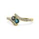 1 - Eleni Black and Blue Diamond with Side Diamonds Bypass Ring 
