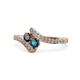 1 - Eleni Black and Blue Diamond with Side Diamonds Bypass Ring 