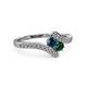 3 - Eleni Blue Diamond and Emerald with Side Diamonds Bypass Ring 