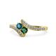 1 - Eleni Blue Diamond and Emerald with Side Diamonds Bypass Ring 