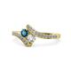 1 - Eleni Blue and White Diamond with Side Diamonds Bypass Ring 