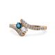 1 - Eleni Blue and White Diamond with Side Diamonds Bypass Ring 