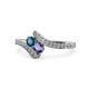 1 - Eleni Blue Diamond and Iolite with Side Diamonds Bypass Ring 