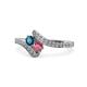 1 - Eleni Blue Diamond and Rhodolite Garnet with Side Diamonds Bypass Ring 