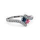 3 - Eleni Blue Diamond and Rhodolite Garnet with Side Diamonds Bypass Ring 