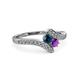 3 - Eleni Blue Diamond and Amethyst with Side Diamonds Bypass Ring 