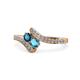 1 - Eleni Blue Diamond and London Blue Topaz with Side Diamonds Bypass Ring 