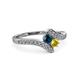 3 - Eleni Blue Diamond and Yellow Sapphire with Side Diamonds Bypass Ring 
