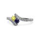 1 - Eleni Yellow Diamond and Blue Sapphire with Side Diamonds Bypass Ring 