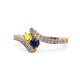1 - Eleni Yellow Diamond and Blue Sapphire with Side Diamonds Bypass Ring 