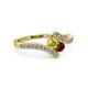 3 - Eleni Yellow Diamond and Ruby with Side Diamonds Bypass Ring 