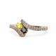 1 - Eleni Yellow and Black Diamond with Side Diamonds Bypass Ring 