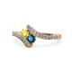 1 - Eleni Yellow and Blue Diamond with Side Diamonds Bypass Ring 