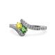 1 - Eleni Yellow Diamond and Green Garnet with Side Diamonds Bypass Ring 