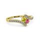 3 - Eleni Yellow Diamond and Rhodolite Garnet with Side Diamonds Bypass Ring 