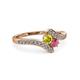 3 - Eleni Yellow Diamond and Rhodolite Garnet with Side Diamonds Bypass Ring 
