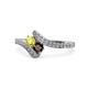 1 - Eleni Yellow Diamond and Red Garnet with Side Diamonds Bypass Ring 