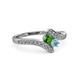 3 - Eleni Green Garnet and Aquamarine with Side Diamonds Bypass Ring 