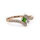 3 - Eleni Green Garnet and Diamond with Side Diamonds Bypass Ring 
