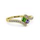 3 - Eleni Green Garnet and Iolite with Side Diamonds Bypass Ring 