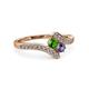 3 - Eleni Green Garnet and Iolite with Side Diamonds Bypass Ring 
