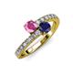 3 - Delise 5.00mm Round Pink and Blue Sapphire with Side Diamonds Bypass Ring 