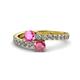 1 - Delise 5.00mm Round Pink Sapphire and Rhodolite Garnet with Side Diamonds Bypass Ring 