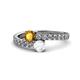 1 - Delise 5.00mm Round Citrine and White Sapphire with Side Diamonds Bypass Ring 
