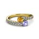 2 - Delise 5.00mm Round Citrine and Tanzanite with Side Diamonds Bypass Ring 