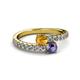 2 - Delise 5.00mm Round Citrine and Iolite with Side Diamonds Bypass Ring 