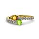 1 - Delise 5.00mm Round Citrine and Peridot with Side Diamonds Bypass Ring 