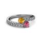 2 - Delise 5.00mm Round Citrine and Rhodolite Garnet with Side Diamonds Bypass Ring 