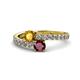 1 - Delise 5.00mm Round Citrine and Ruby with Side Diamonds Bypass Ring 