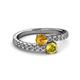 2 - Delise 5.00mm Round Citrine and Yellow Sapphire with Side Diamonds Bypass Ring 