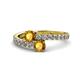 1 - Delise 5.00mm Round Citrine with Side Diamonds Bypass Ring 