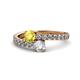1 - Delise 5.00mm Round Yellow Sapphire and Diamond with Side Diamonds Bypass Ring 