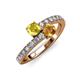 3 - Delise 5.00mm Round Yellow Sapphire and Citrine with Side Diamonds Bypass Ring 