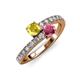 3 - Delise 5.00mm Round Yellow Sapphire and Rhodolite Garnet with Side Diamonds Bypass Ring 