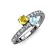 3 - Delise 5.00mm Round Yellow Sapphire and Aquamarine with Side Diamonds Bypass Ring 