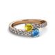 2 - Delise 5.00mm Round Yellow Sapphire and Blue Topaz with Side Diamonds Bypass Ring 