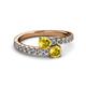 2 - Delise 5.00mm Round Yellow Sapphire with Side Diamonds Bypass Ring 